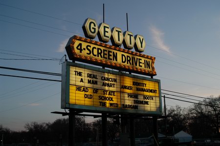 Getty 4 Drive-In Theatre - Marquee At Night Photo By Water Winter Wonderland (newer photo)
